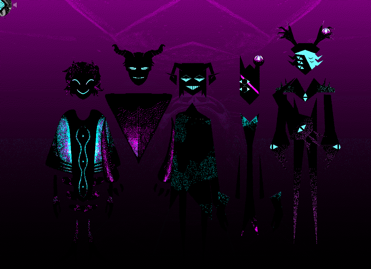 obesk (cavik, bozko, gavku, tozik, and miltza) from the cast of corru.observer standing at a distance, then abruptly sliding closer to the camera